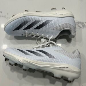 Adidas Adizero Baseball Soccer Cleats White and Black Athletic Cleats